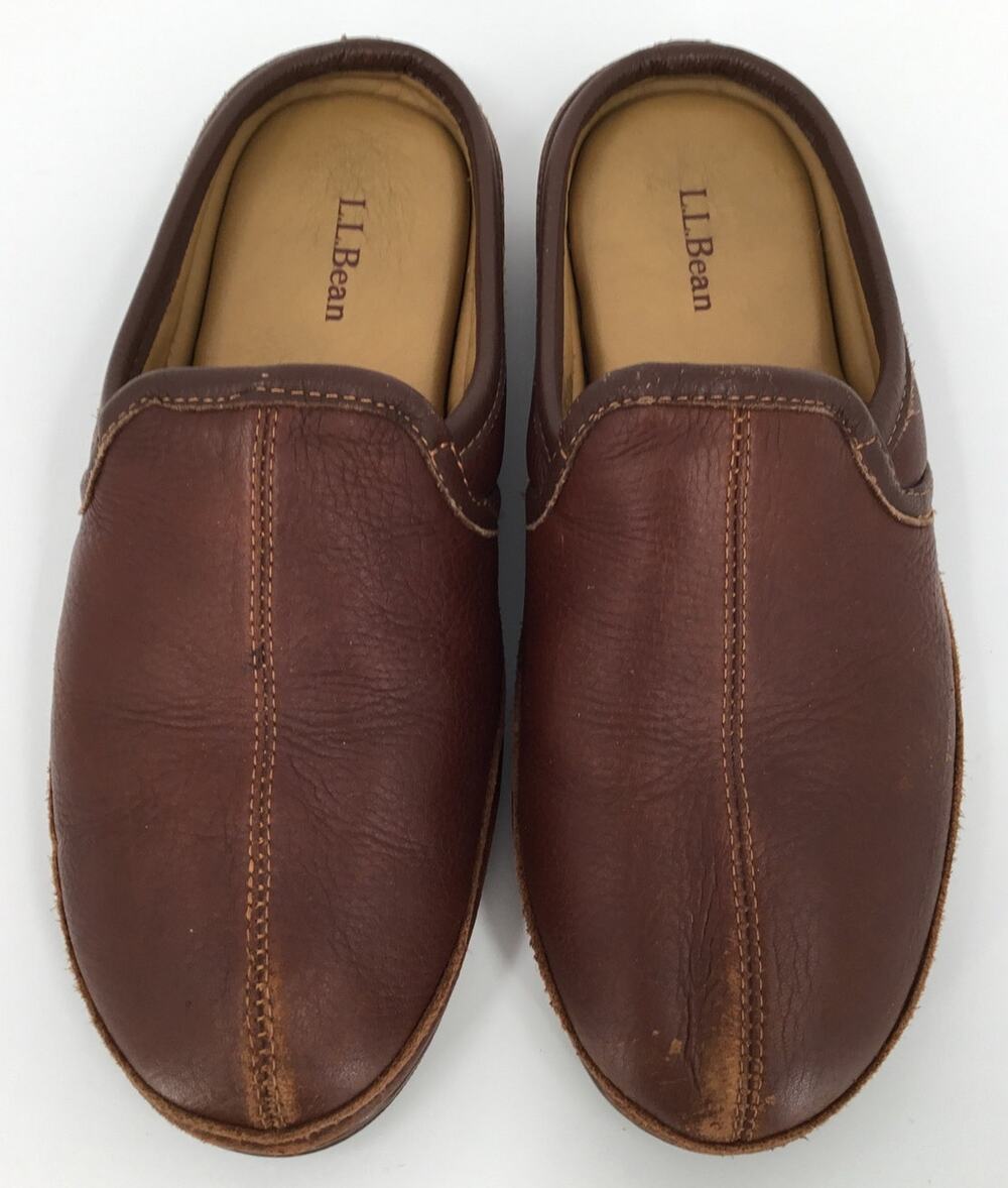 L.L.Bean Brown Leather Mule Clogs Slip On Comfort Shoes Men's 12M